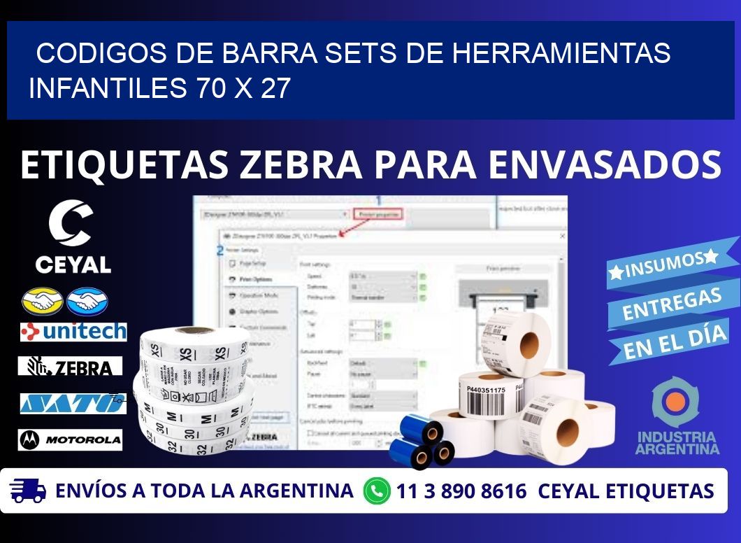 CODIGOS DE BARRA SETS DE HERRAMIENTAS INFANTILES 70 x 27