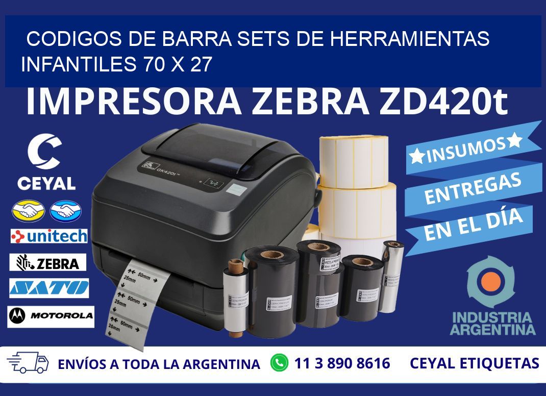 CODIGOS DE BARRA SETS DE HERRAMIENTAS INFANTILES 70 x 27