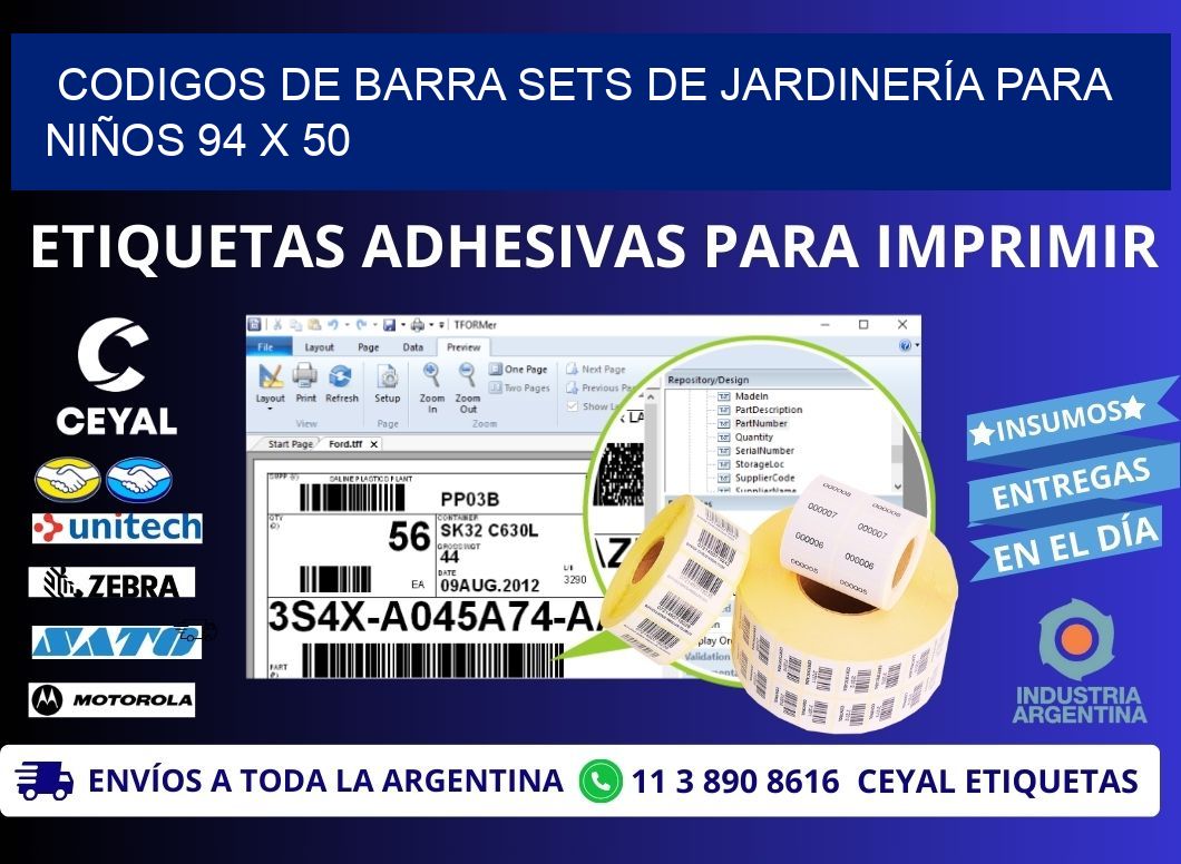 CODIGOS DE BARRA SETS DE JARDINERÍA PARA NIÑOS 94 x 50