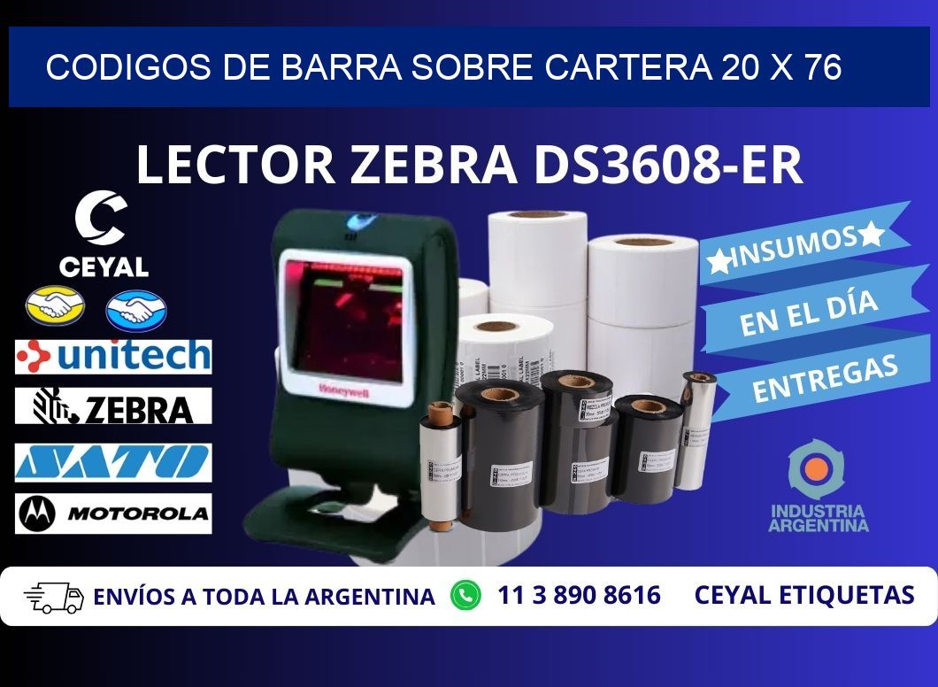 CODIGOS DE BARRA SOBRE CARTERA 20 x 76