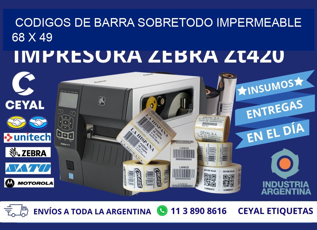 CODIGOS DE BARRA SOBRETODO IMPERMEABLE 68 x 49