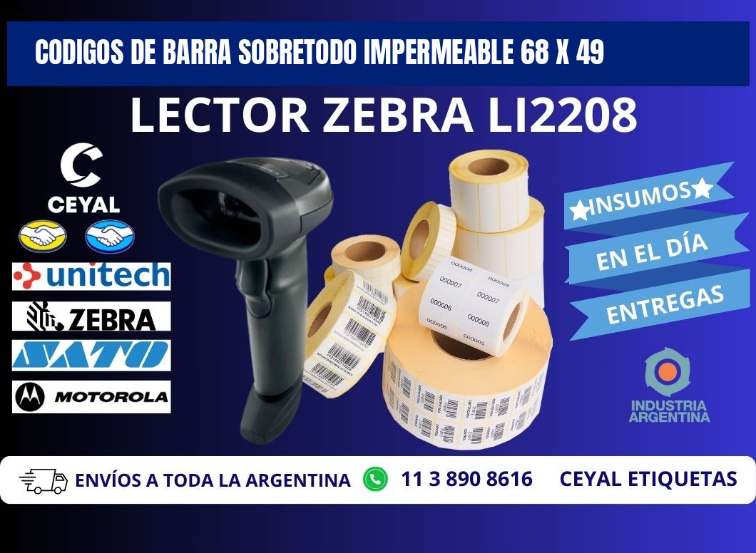 CODIGOS DE BARRA SOBRETODO IMPERMEABLE 68 x 49