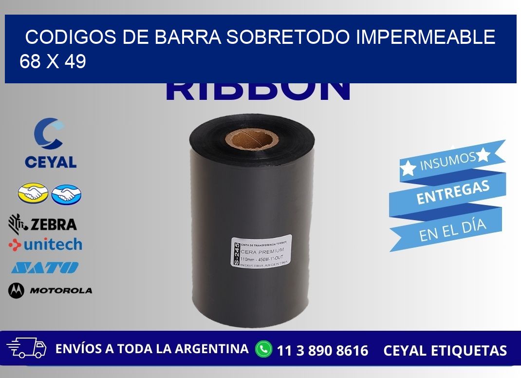 CODIGOS DE BARRA SOBRETODO IMPERMEABLE 68 x 49
