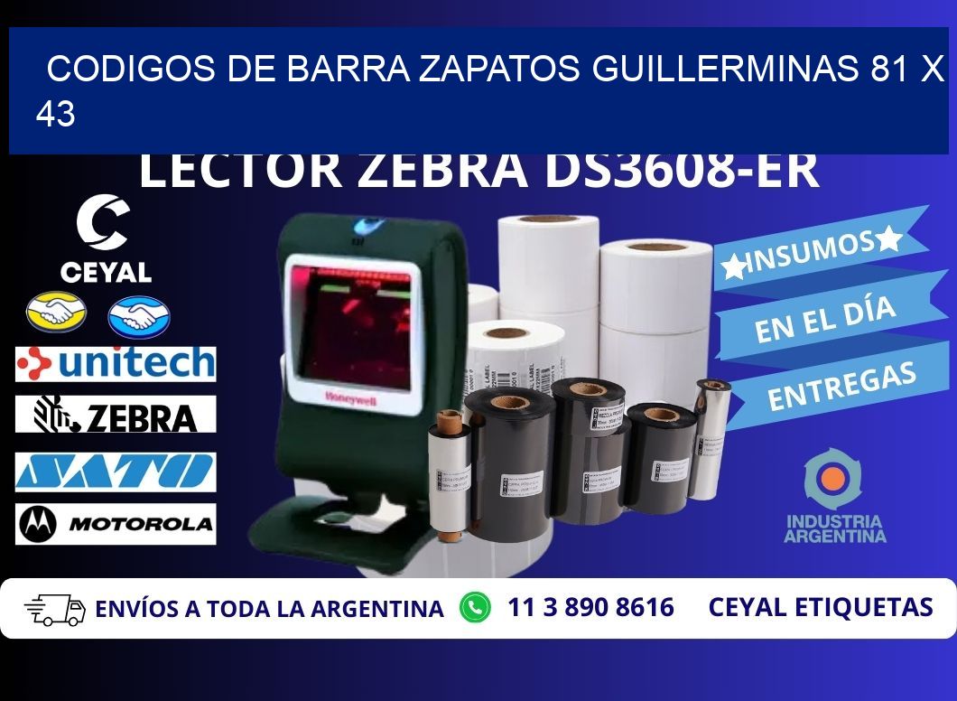 CODIGOS DE BARRA ZAPATOS GUILLERMINAS 81 x 43