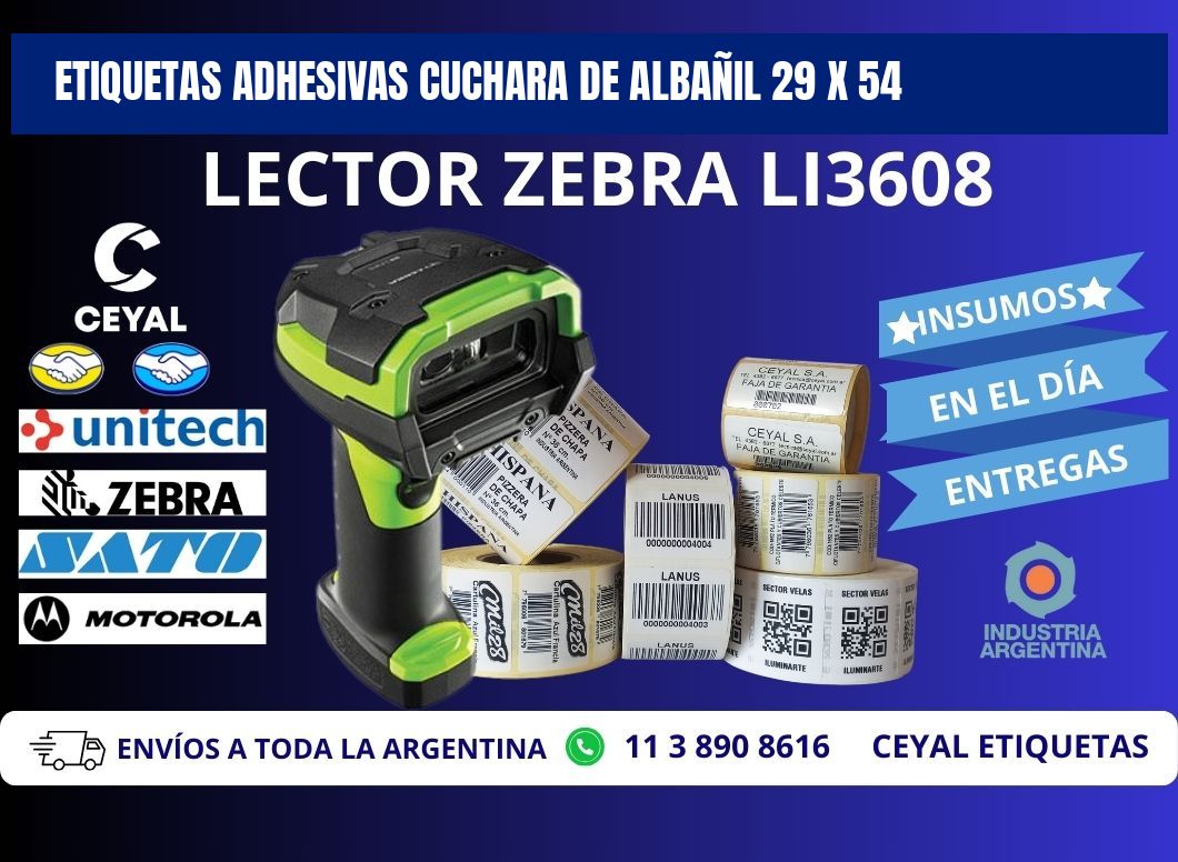 ETIQUETAS ADHESIVAS CUCHARA DE ALBAÑIL 29 x 54