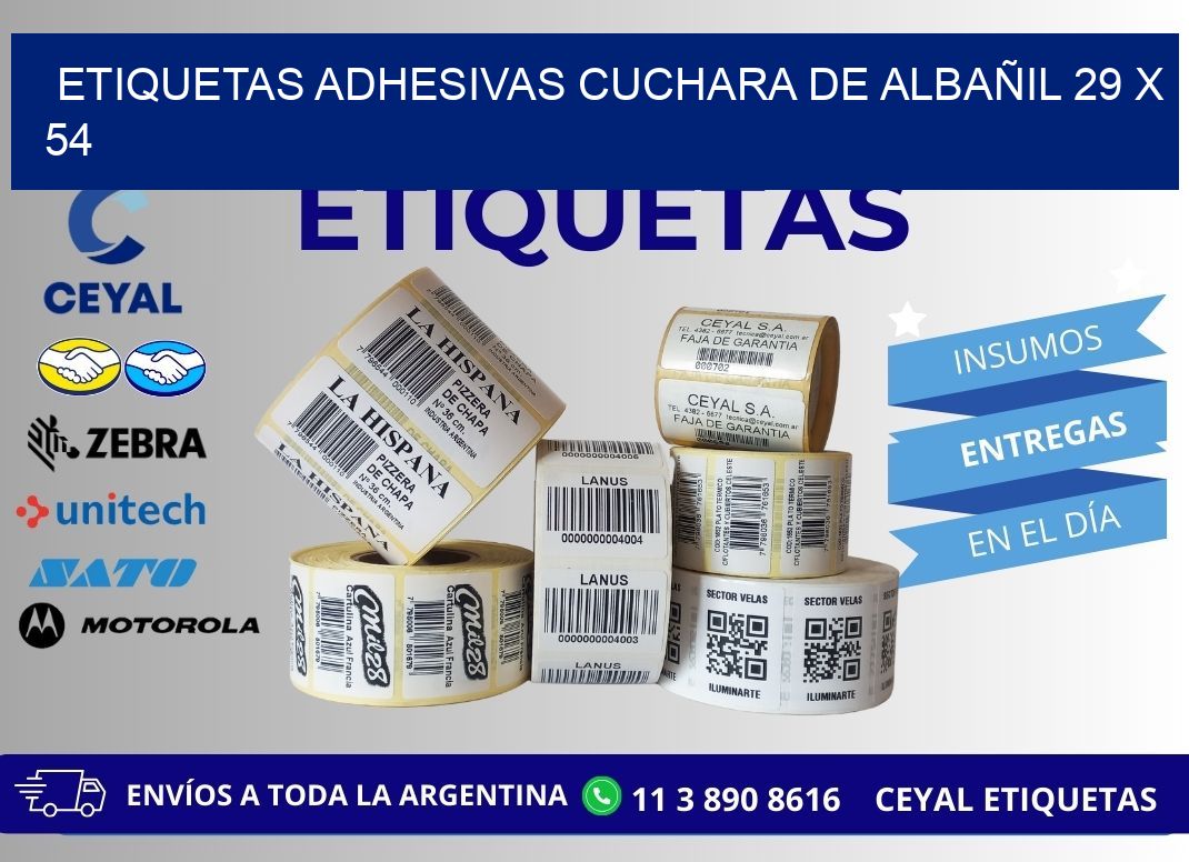 ETIQUETAS ADHESIVAS CUCHARA DE ALBAÑIL 29 x 54