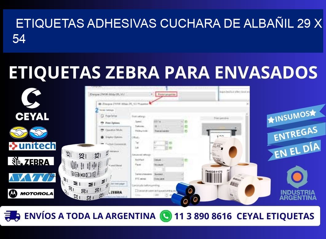 ETIQUETAS ADHESIVAS CUCHARA DE ALBAÑIL 29 x 54