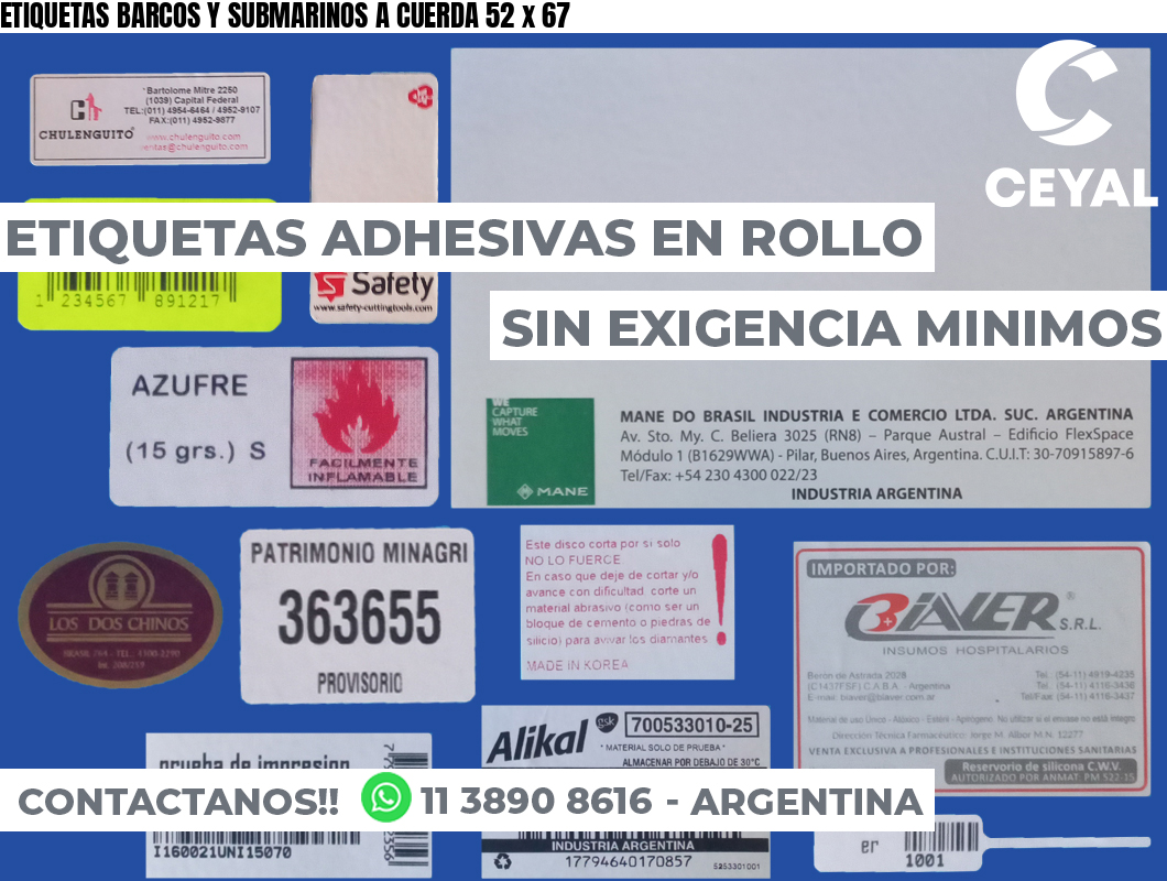 ETIQUETAS BARCOS Y SUBMARINOS A CUERDA 52 x 67