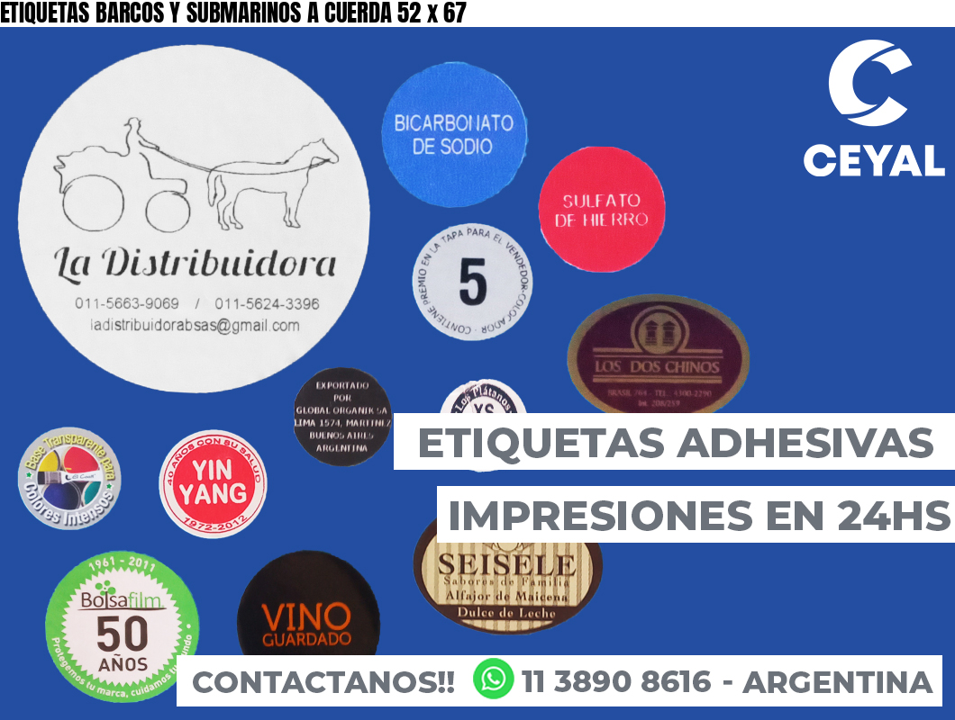 ETIQUETAS BARCOS Y SUBMARINOS A CUERDA 52 x 67