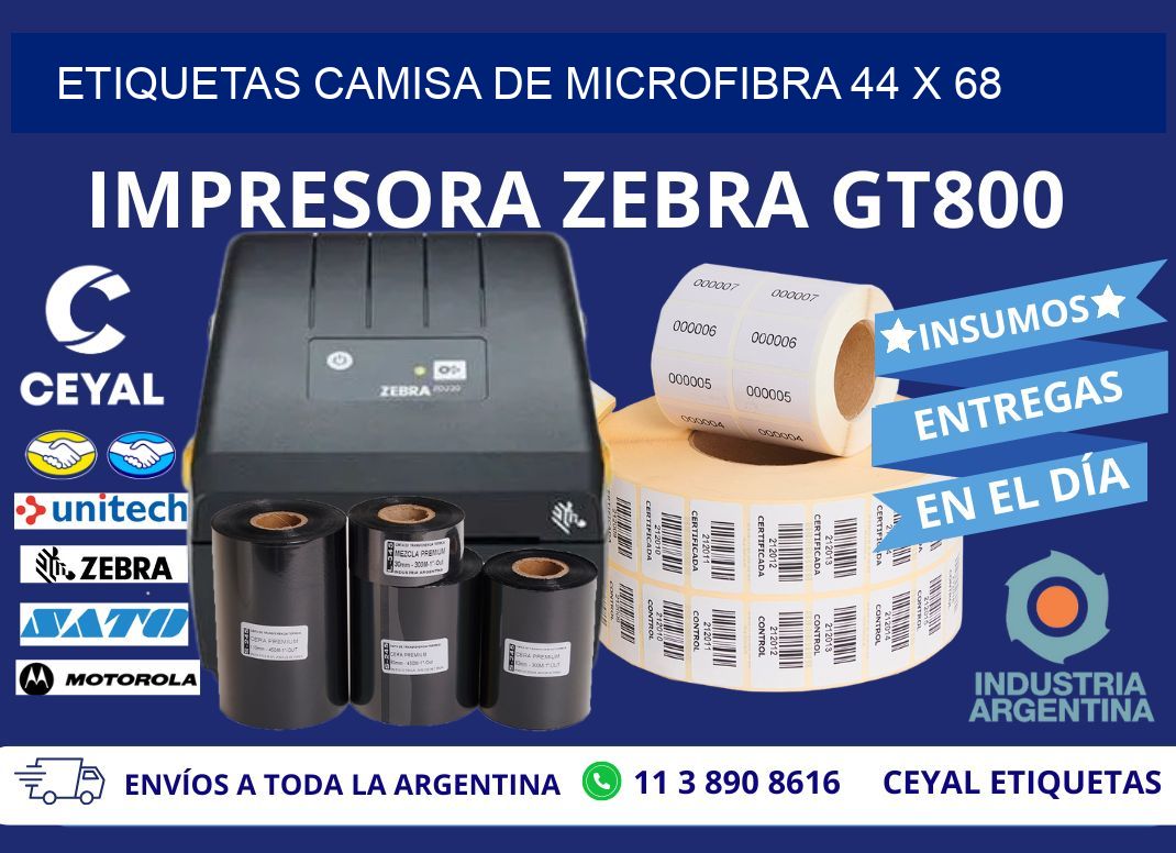 ETIQUETAS CAMISA DE MICROFIBRA 44 x 68