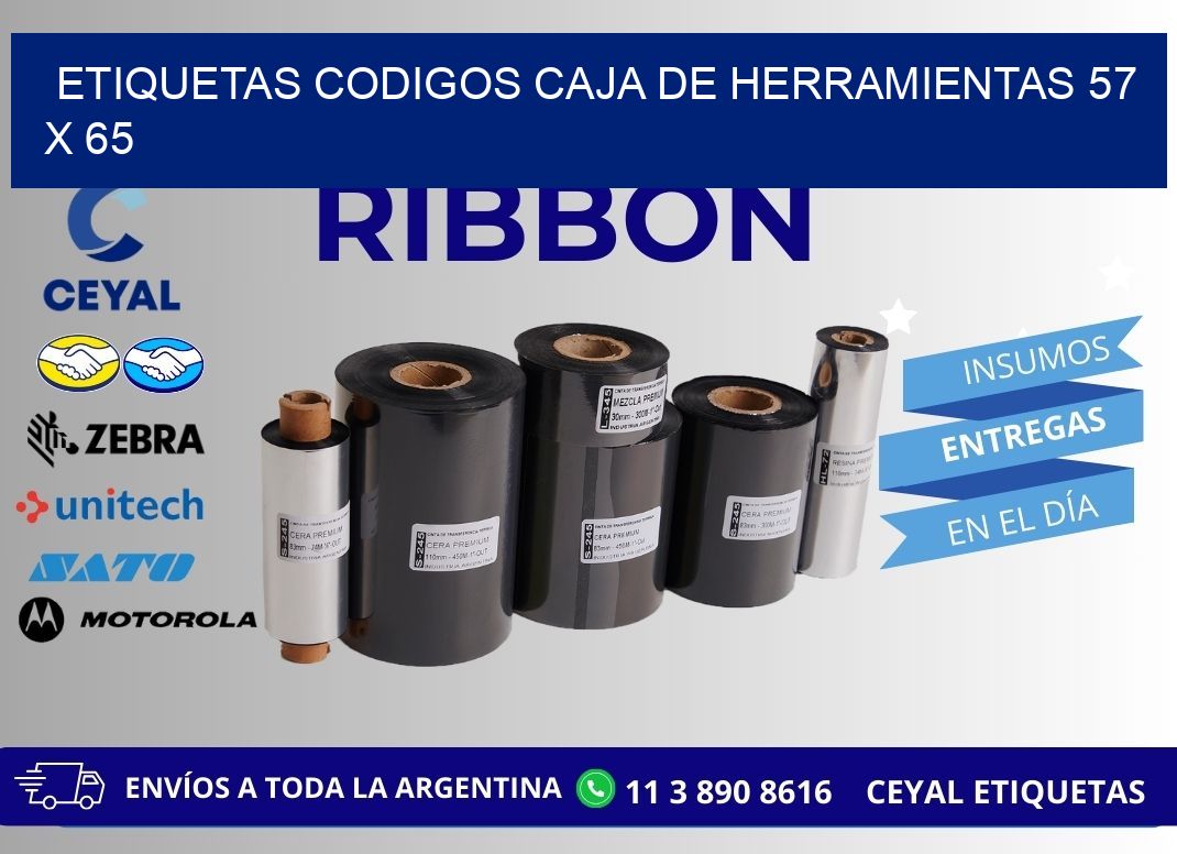 ETIQUETAS CODIGOS CAJA DE HERRAMIENTAS 57 x 65