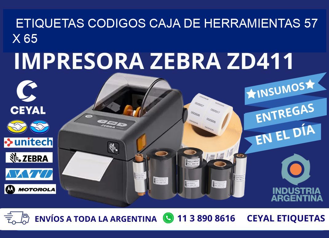 ETIQUETAS CODIGOS CAJA DE HERRAMIENTAS 57 x 65