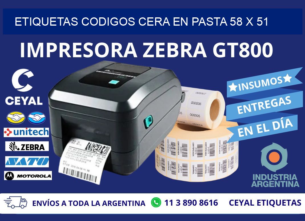 ETIQUETAS CODIGOS CERA EN PASTA 58 x 51