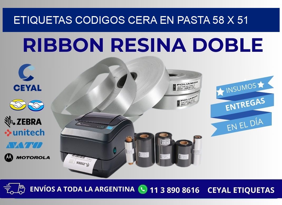 ETIQUETAS CODIGOS CERA EN PASTA 58 x 51