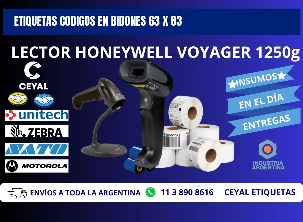 ETIQUETAS CODIGOS EN BIDONES 63 x 83