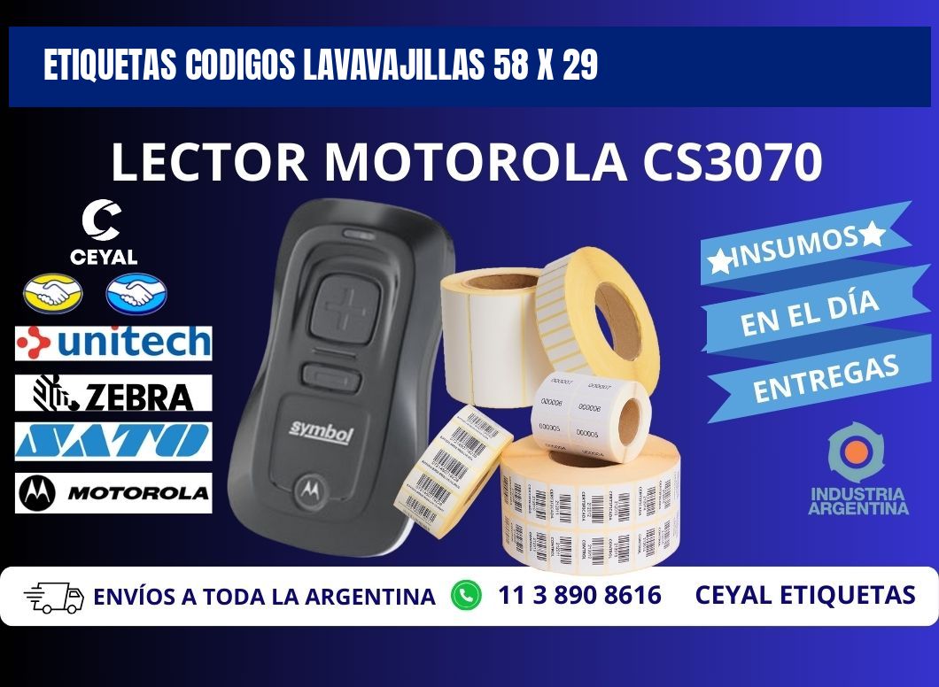 ETIQUETAS CODIGOS LAVAVAJILLAS 58 x 29