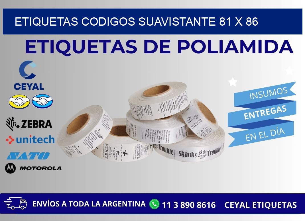 ETIQUETAS CODIGOS SUAVISTANTE 81 x 86