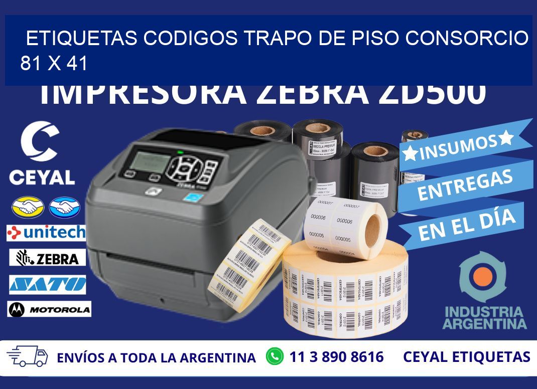 ETIQUETAS CODIGOS TRAPO DE PISO CONSORCIO 81 x 41