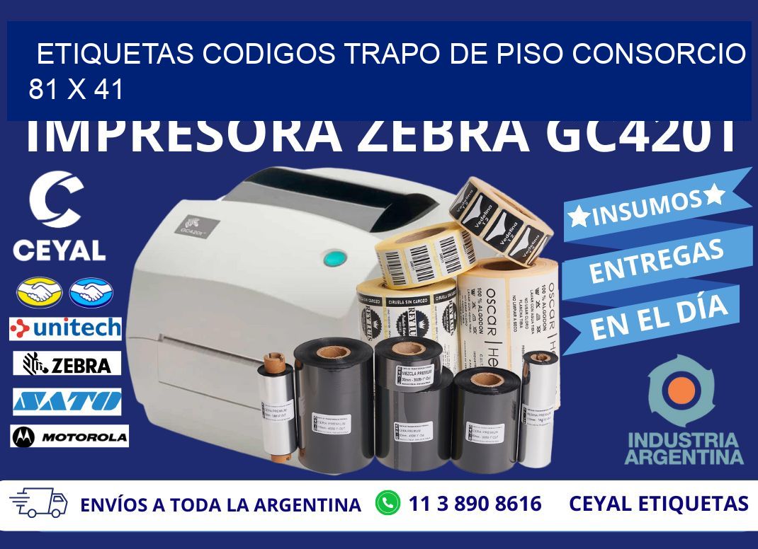 ETIQUETAS CODIGOS TRAPO DE PISO CONSORCIO 81 x 41