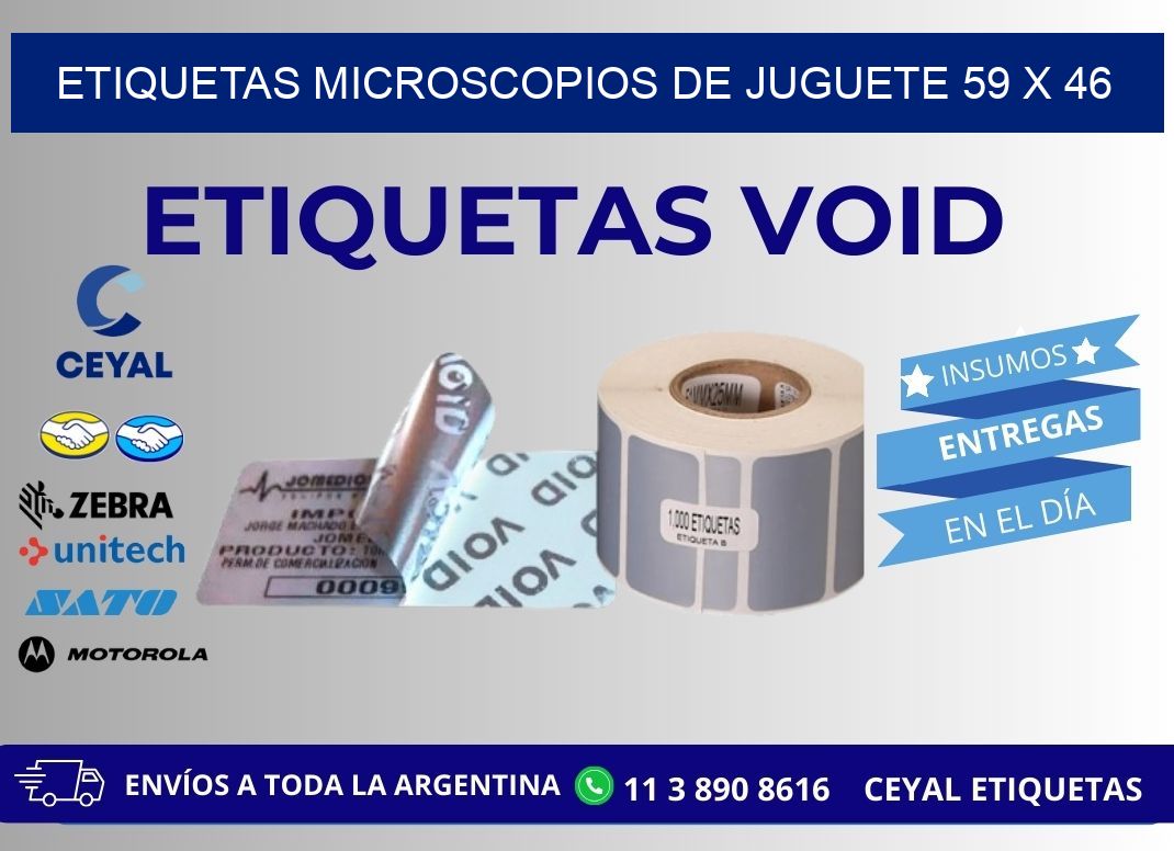ETIQUETAS MICROSCOPIOS DE JUGUETE 59 x 46