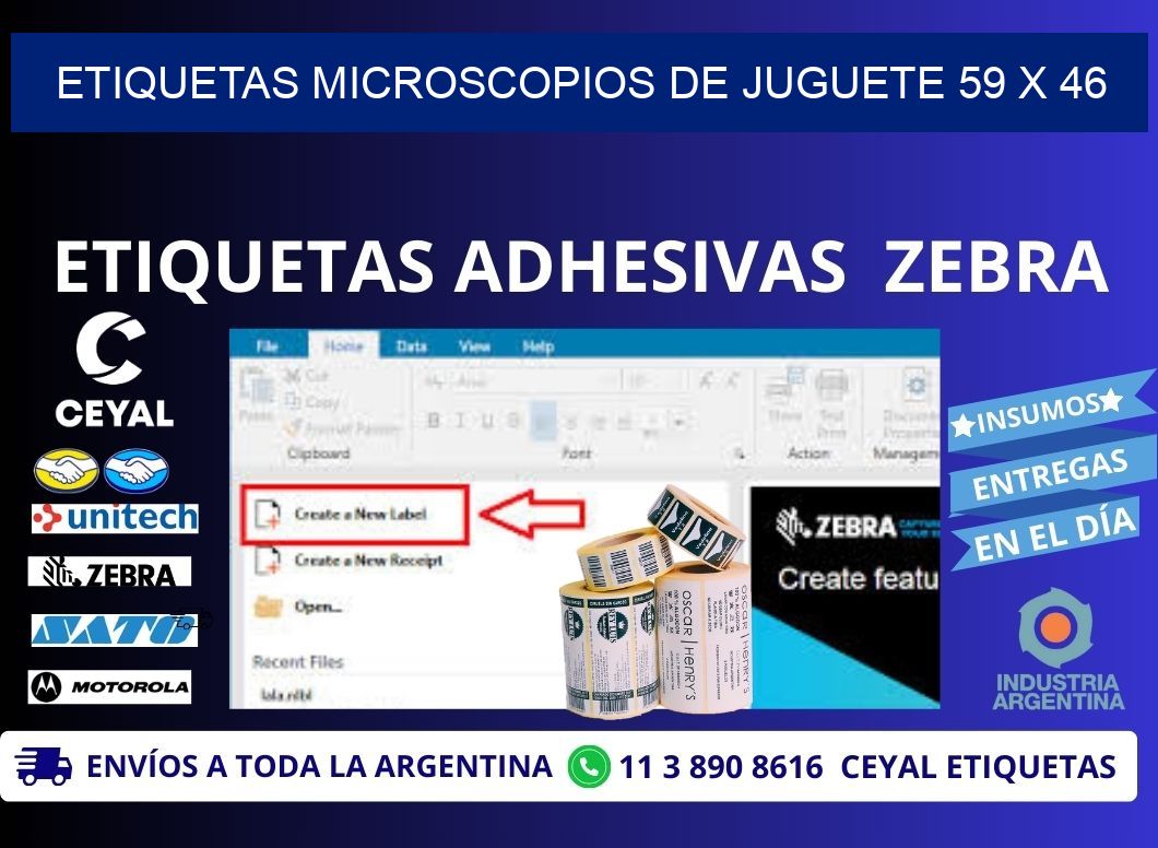 ETIQUETAS MICROSCOPIOS DE JUGUETE 59 x 46