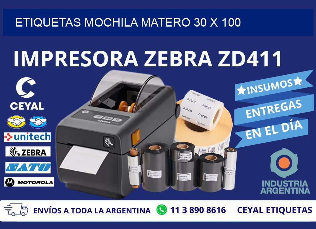 ETIQUETAS MOCHILA MATERO 30 x 100