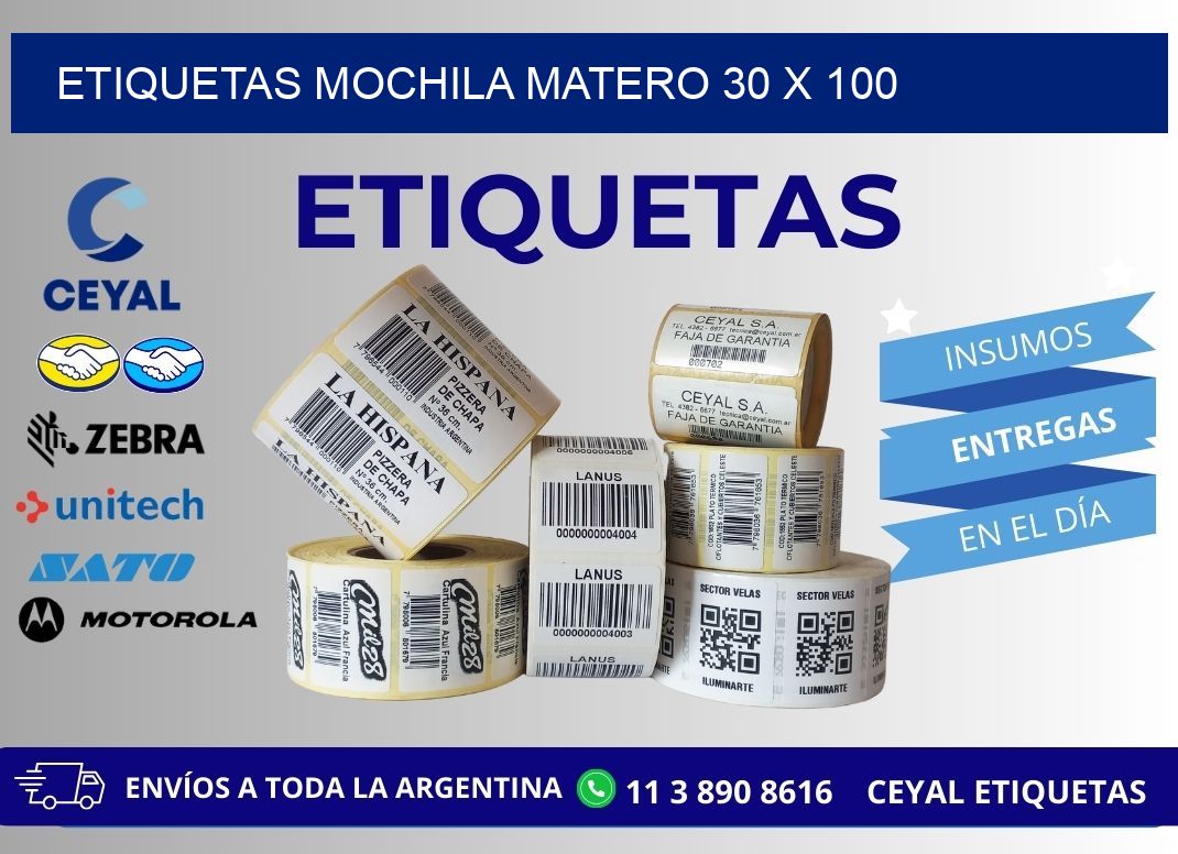 ETIQUETAS MOCHILA MATERO 30 x 100