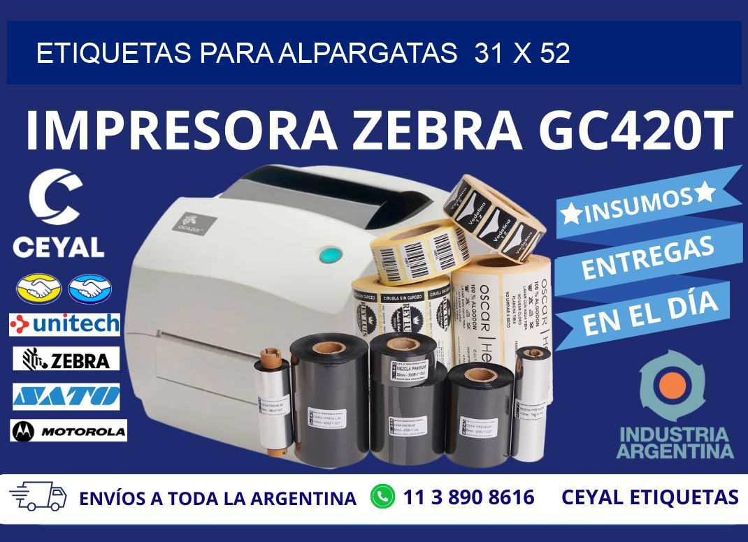 ETIQUETAS PARA ALPARGATAS  31 x 52