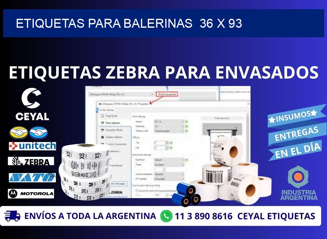 ETIQUETAS PARA BALERINAS  36 x 93