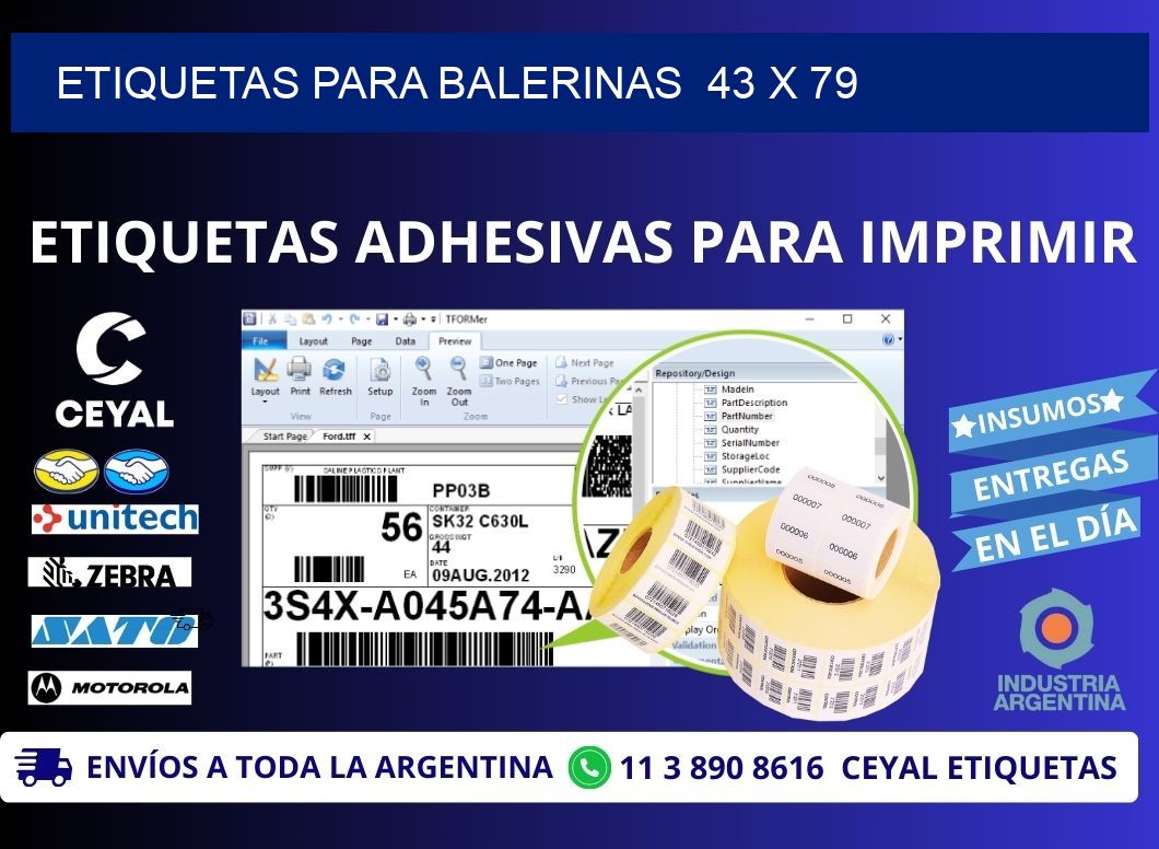 ETIQUETAS PARA BALERINAS  43 x 79