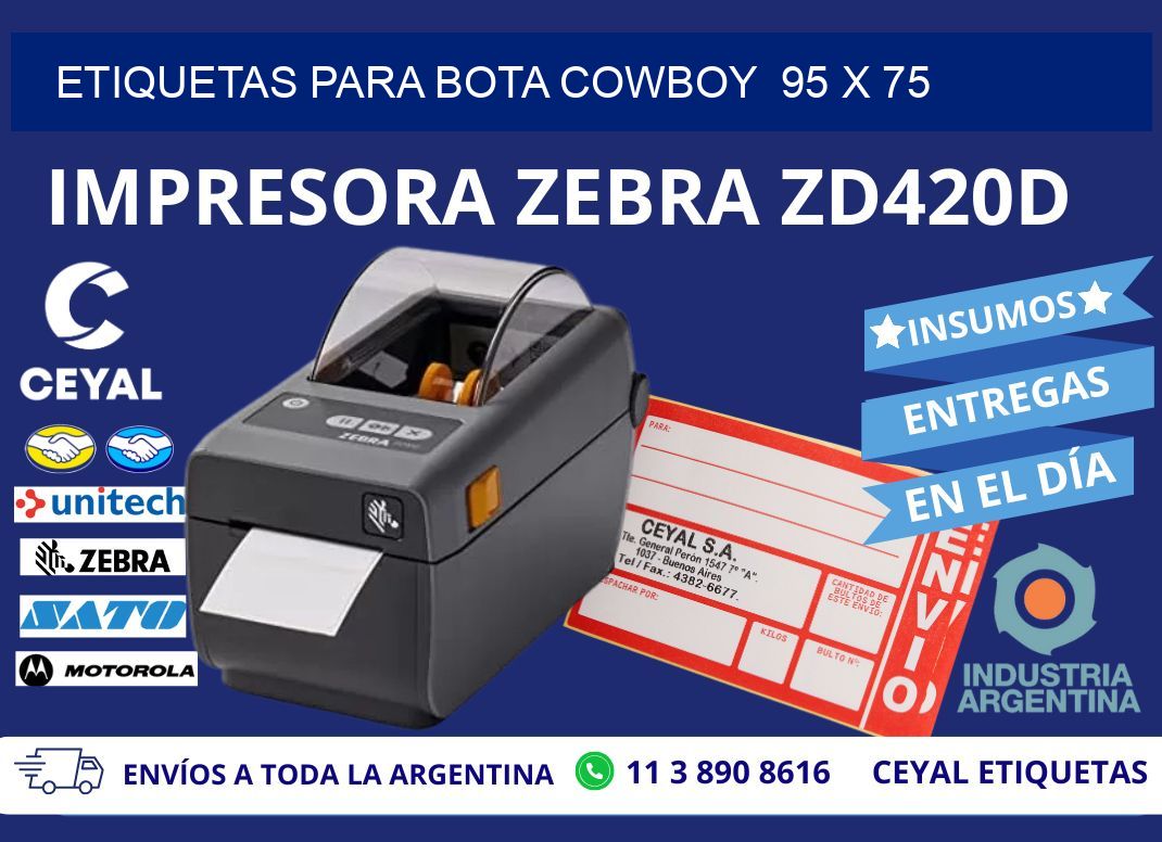 ETIQUETAS PARA BOTA COWBOY  95 x 75