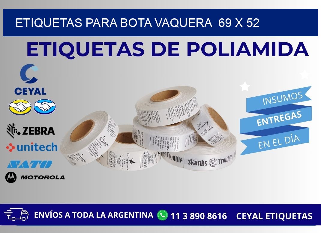 ETIQUETAS PARA BOTA VAQUERA  69 x 52