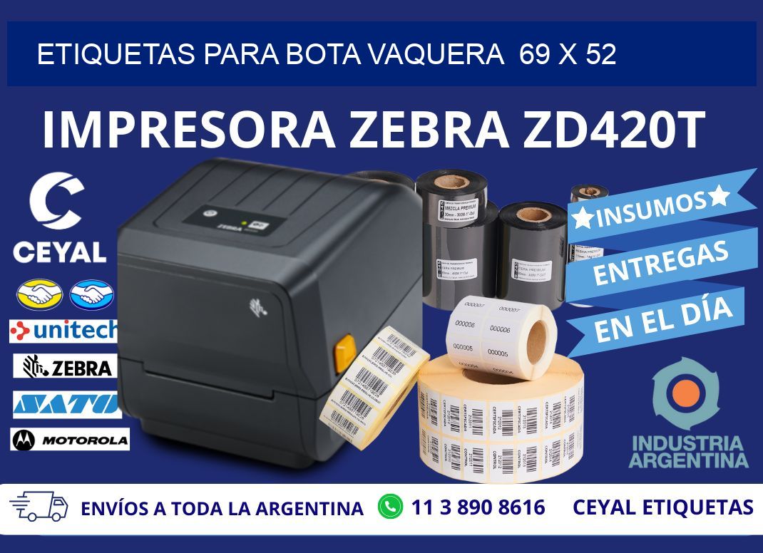 ETIQUETAS PARA BOTA VAQUERA  69 x 52