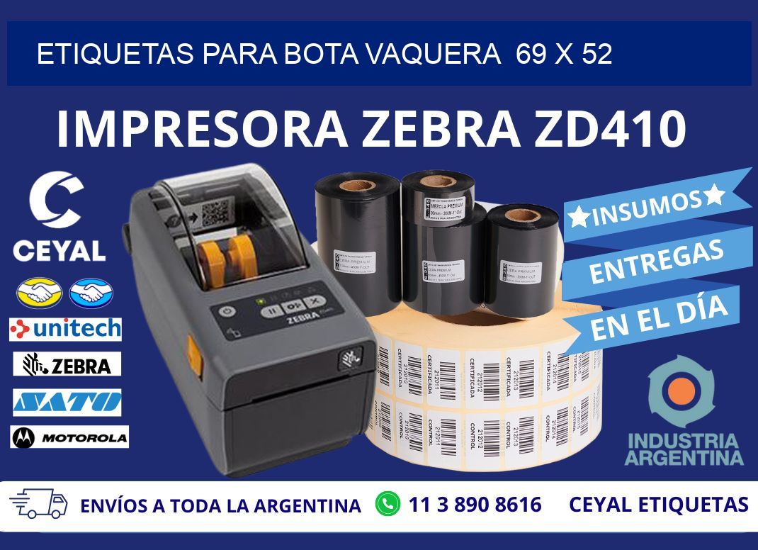 ETIQUETAS PARA BOTA VAQUERA  69 x 52