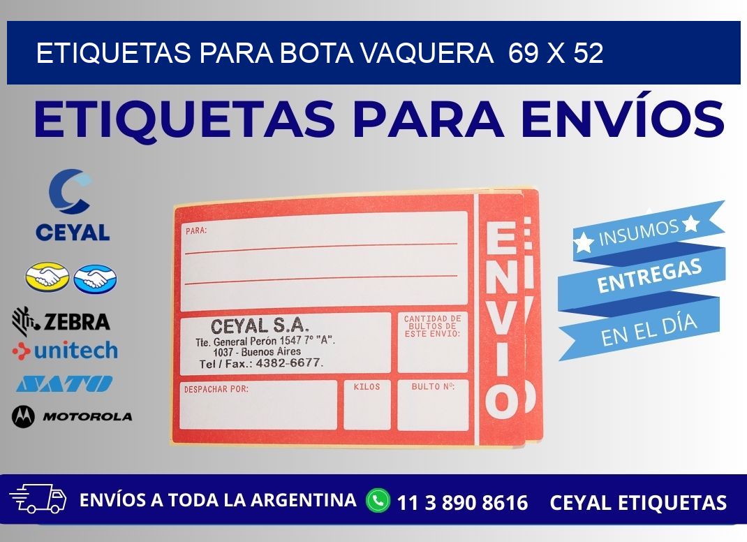 ETIQUETAS PARA BOTA VAQUERA  69 x 52