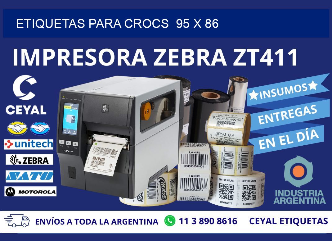 ETIQUETAS PARA CROCS  95 x 86
