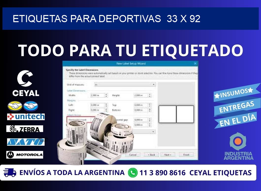 ETIQUETAS PARA DEPORTIVAS  33 x 92