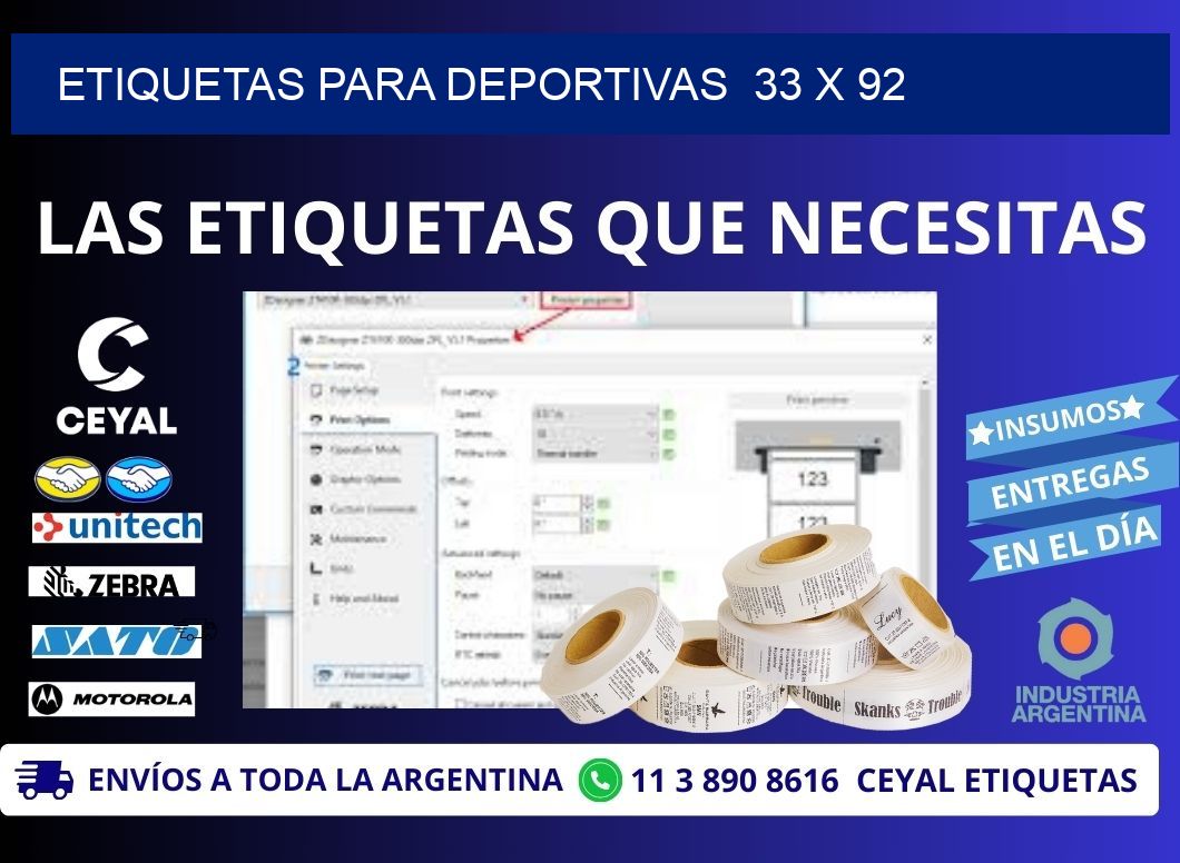 ETIQUETAS PARA DEPORTIVAS  33 x 92
