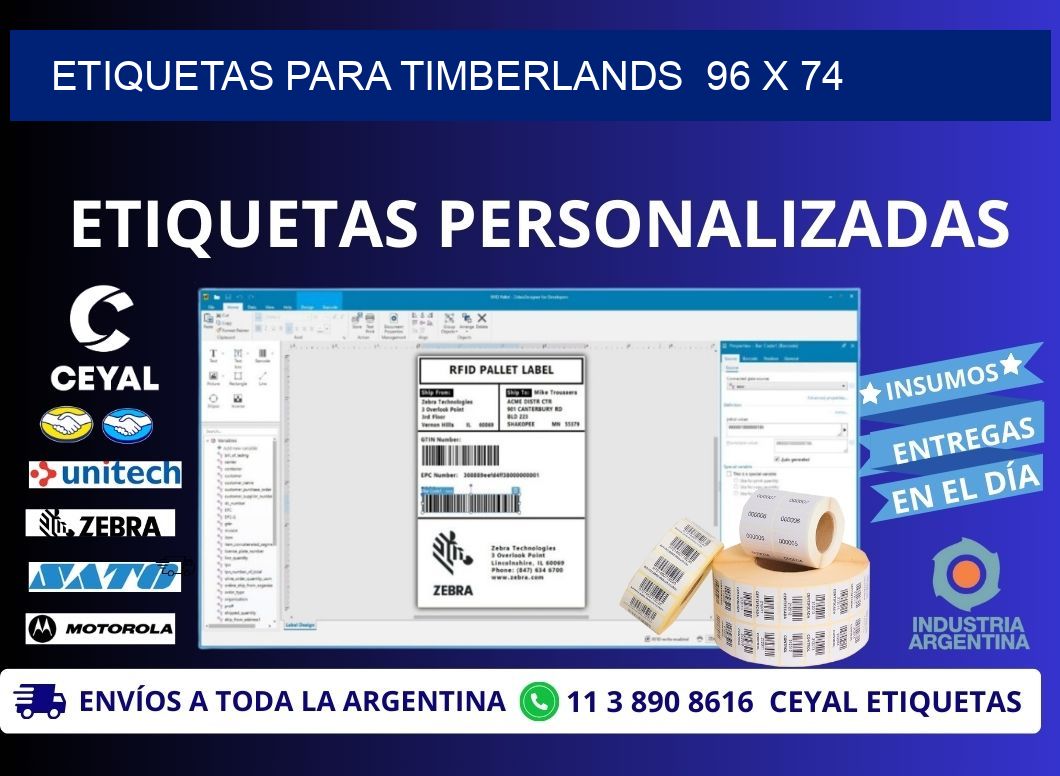 ETIQUETAS PARA TIMBERLANDS  96 x 74