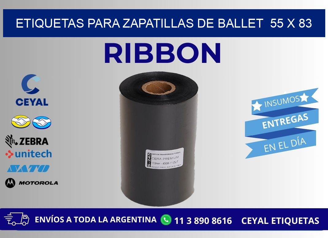 ETIQUETAS PARA ZAPATILLAS DE BALLET  55 x 83
