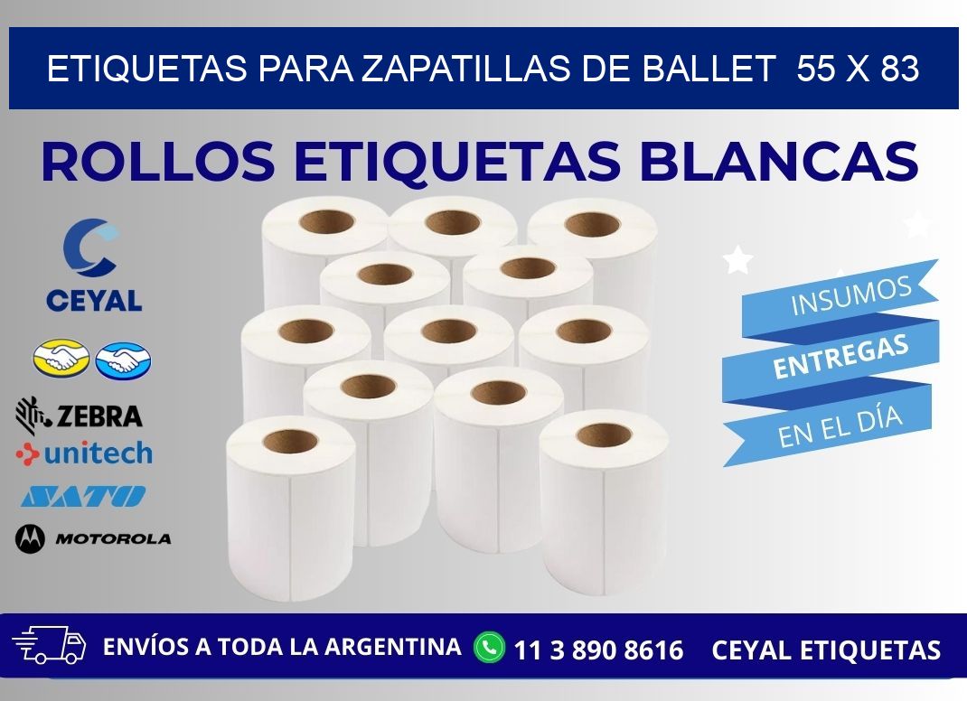ETIQUETAS PARA ZAPATILLAS DE BALLET  55 x 83
