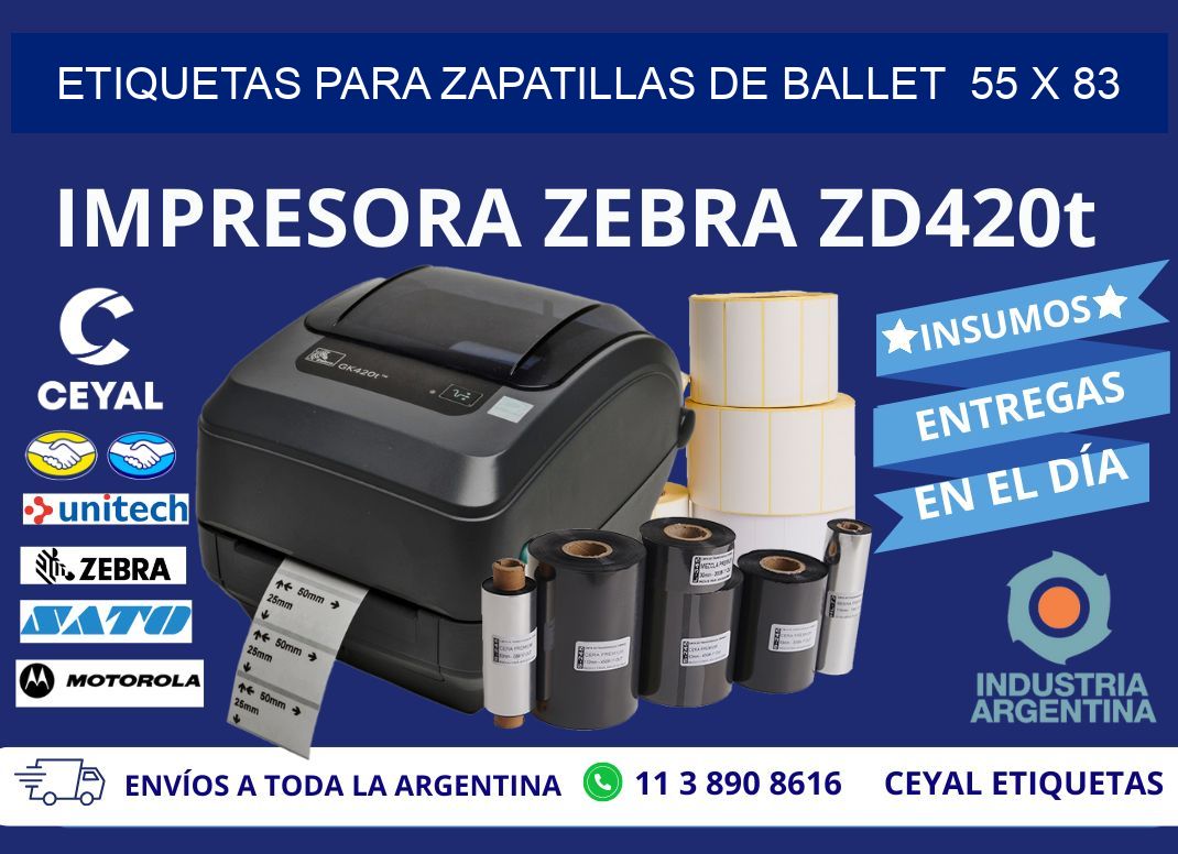 ETIQUETAS PARA ZAPATILLAS DE BALLET  55 x 83