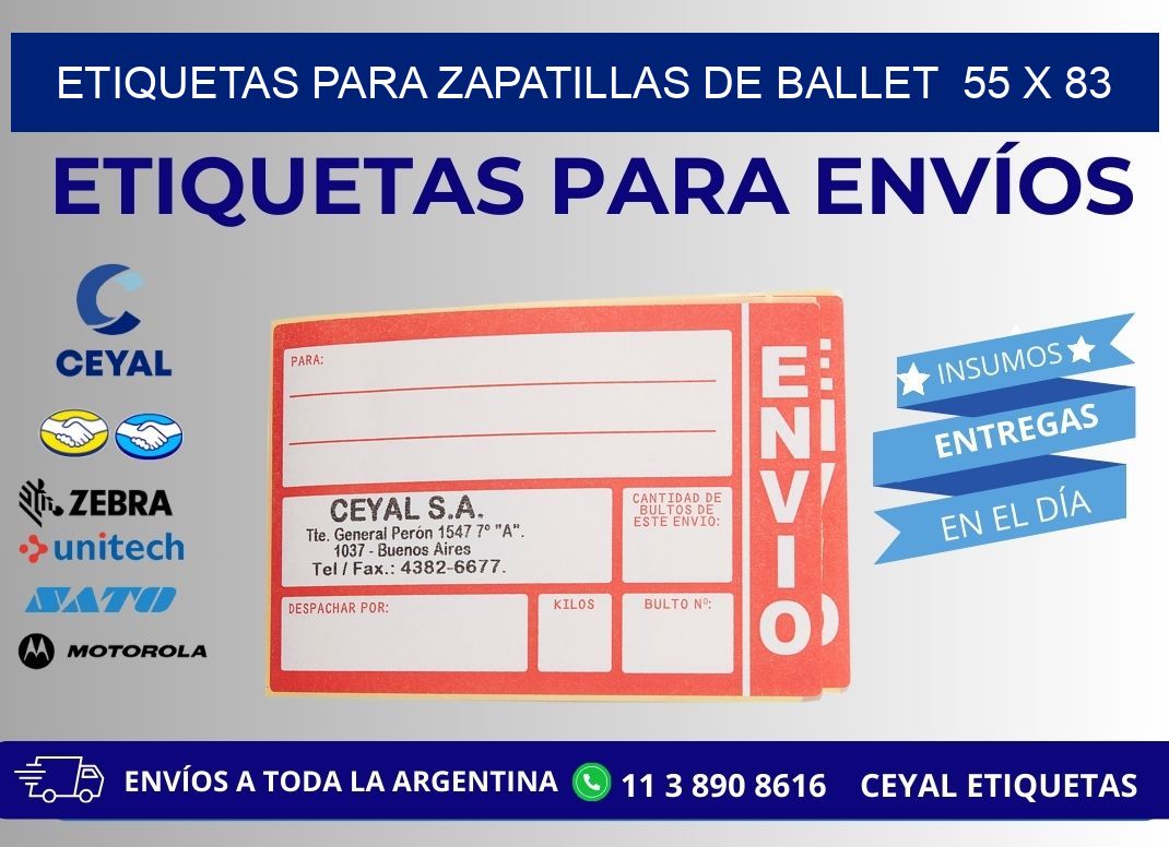 ETIQUETAS PARA ZAPATILLAS DE BALLET  55 x 83