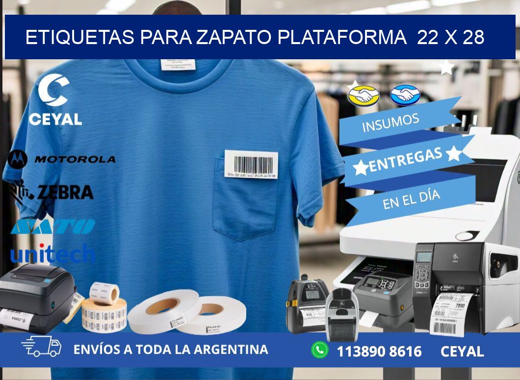 ETIQUETAS PARA ZAPATO PLATAFORMA  22 x 28