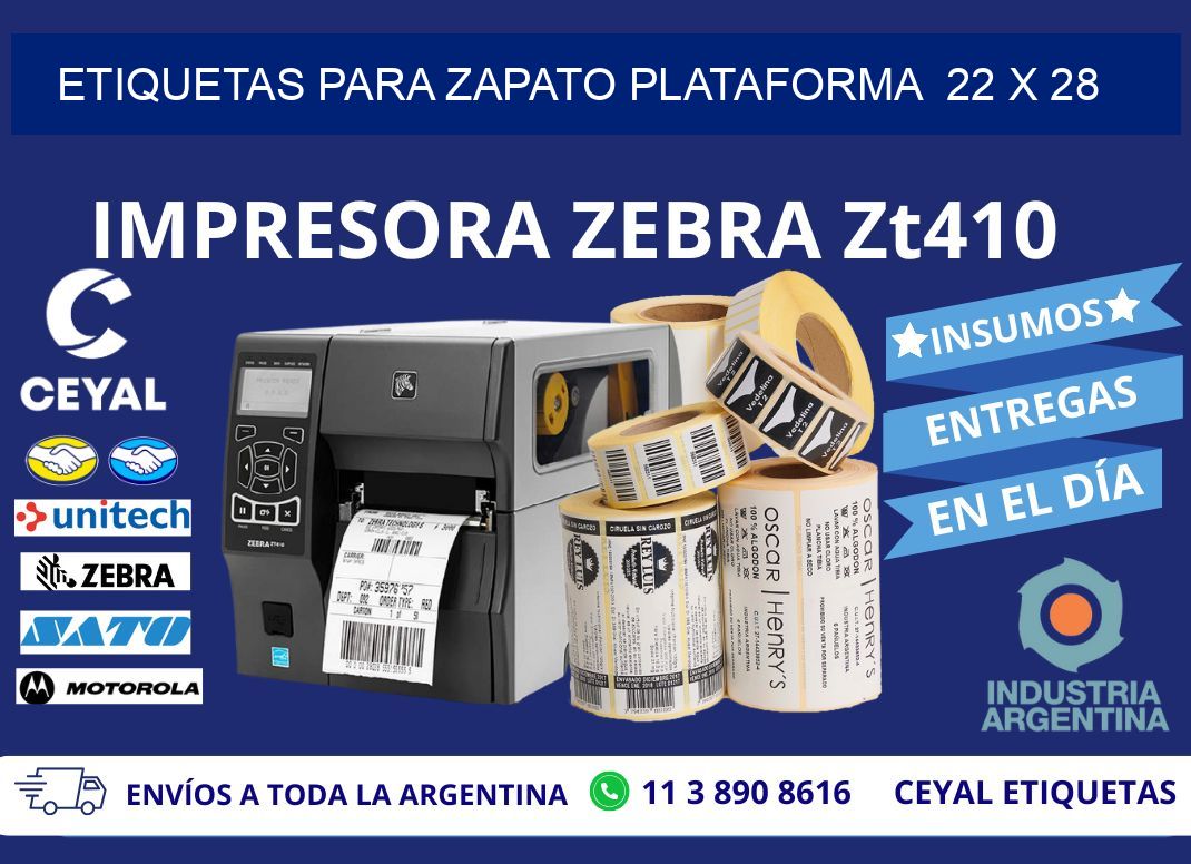 ETIQUETAS PARA ZAPATO PLATAFORMA  22 x 28
