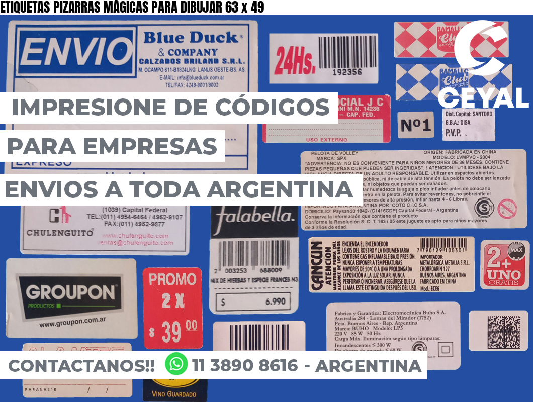 ETIQUETAS PIZARRAS MÁGICAS PARA DIBUJAR 63 x 49