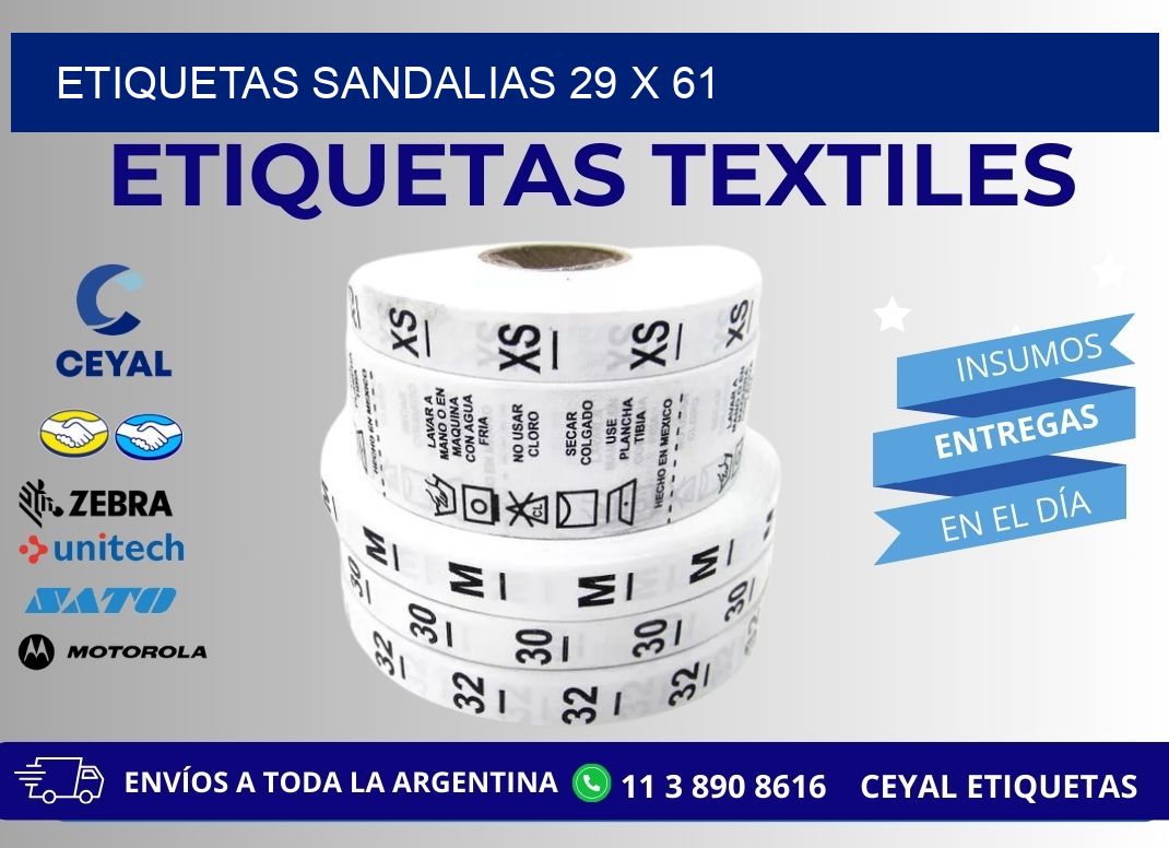 ETIQUETAS SANDALIAS 29 x 61