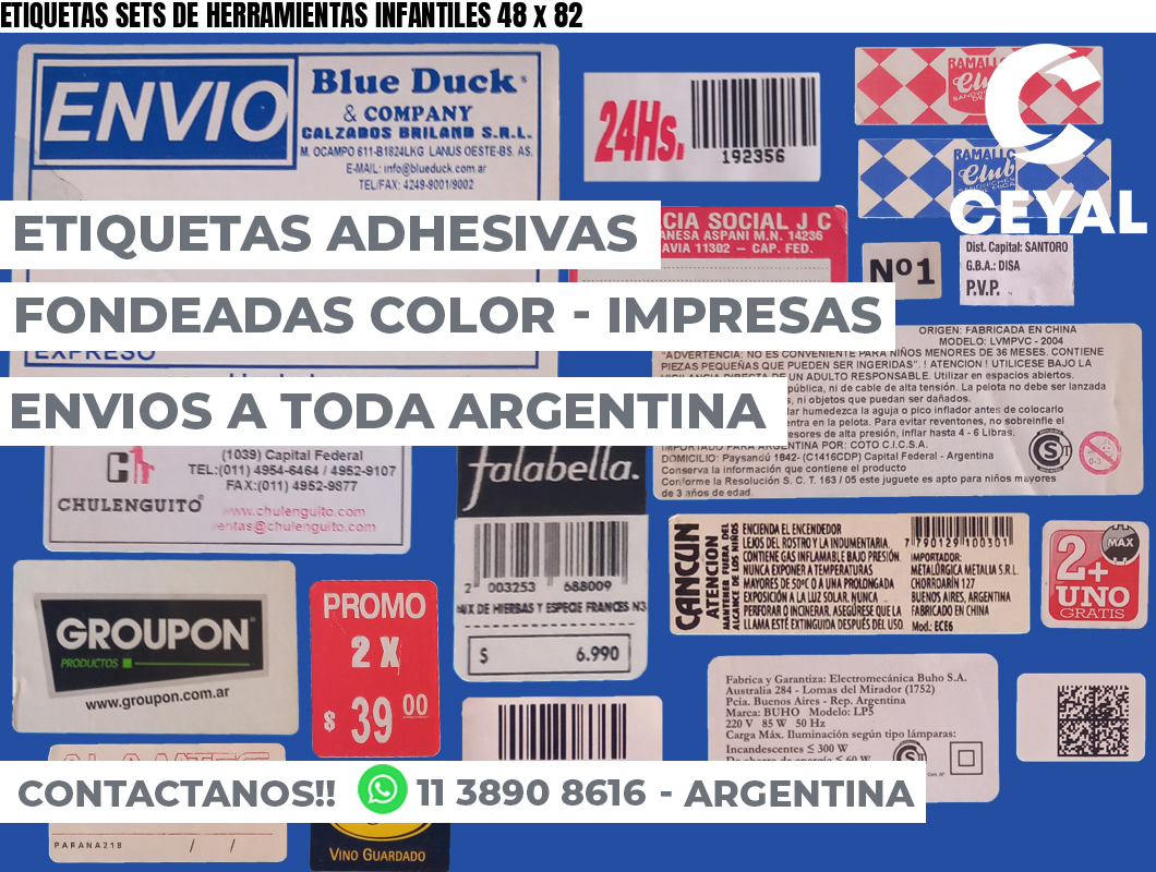 ETIQUETAS SETS DE HERRAMIENTAS INFANTILES 48 x 82