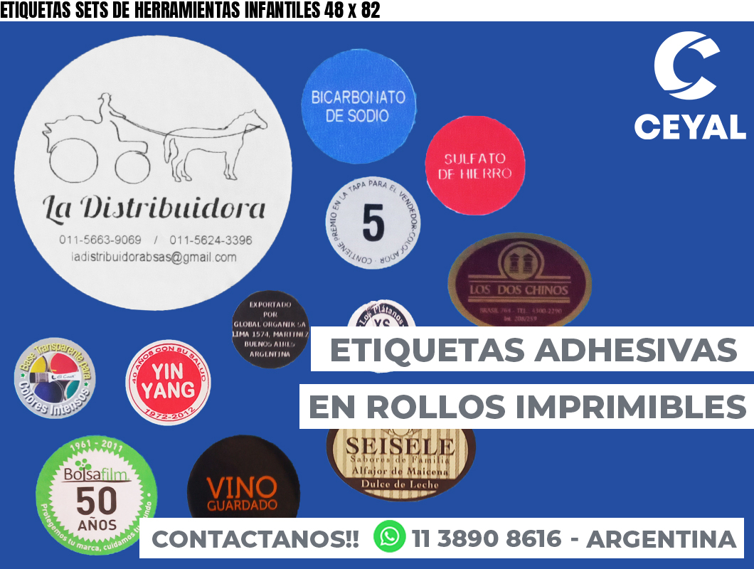 ETIQUETAS SETS DE HERRAMIENTAS INFANTILES 48 x 82