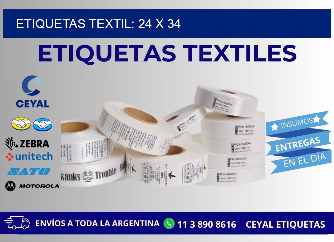 ETIQUETAS TEXTIL: 24 x 34